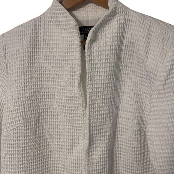 Dialogue Womens Blazer Jacket white Textured QVC Lined s 100% cotton NWOT Size M - Picture 2 of 10